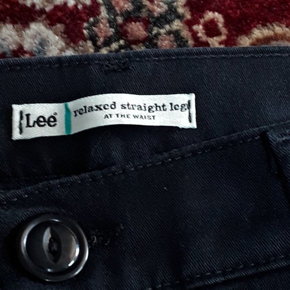 LEE 12 Long Relaxed Straight Leg Black Cotton/Spandex Pants - Picture 3 of 4